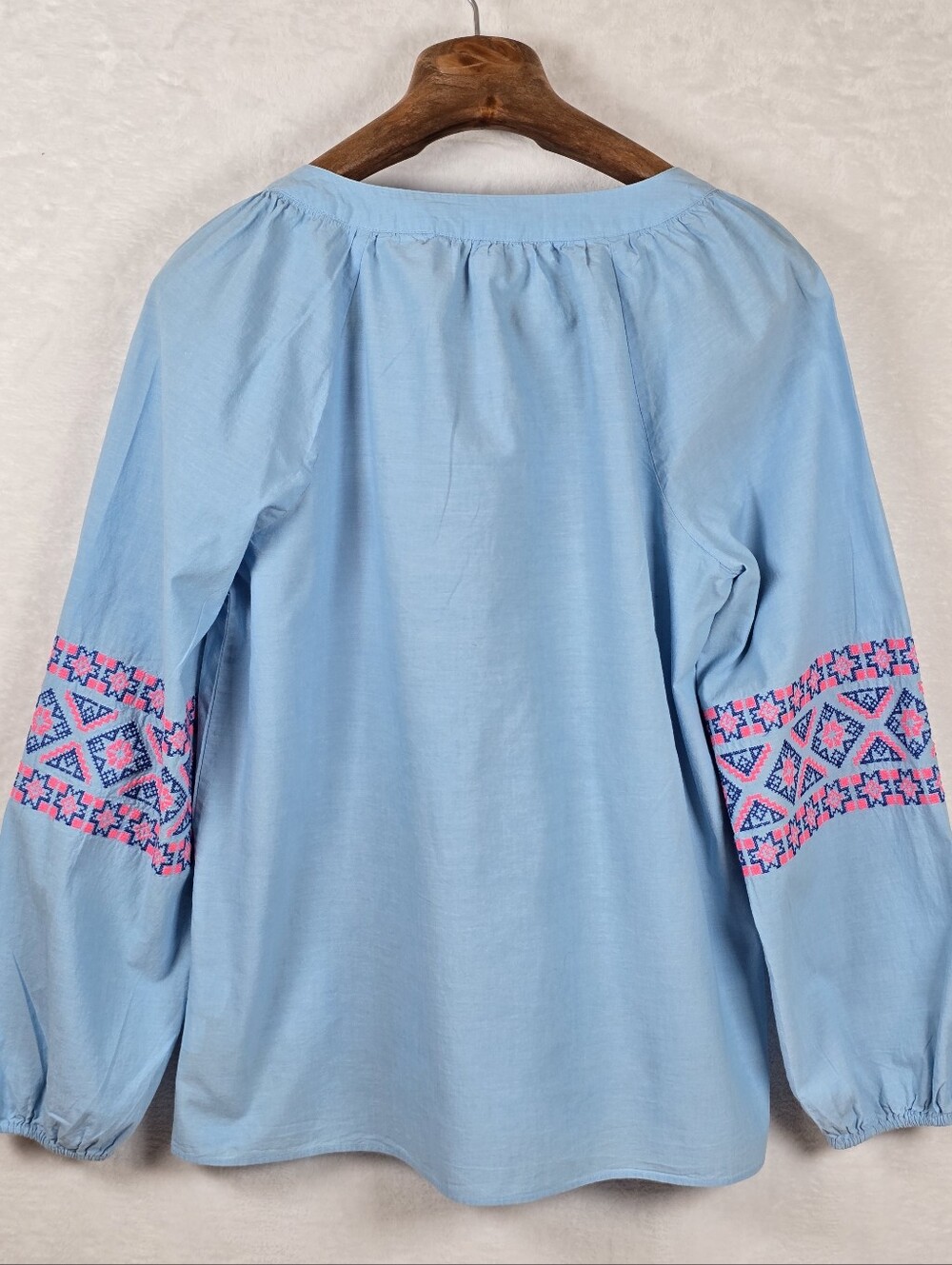Lilly Pulitzer Cecile Pink Embroidered Tunic Zanzibar Blue Sz.S Boho Peasant Top - Picture 6 of 11